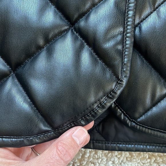 ZARA Quilted Faux Leather Longline Jacket Size XS - Picture 6 of 15
